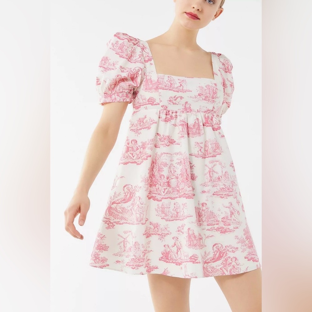 Laura Ashley X Urban Outfitters Penelope Cherub Print Babydoll Dress Small EUC